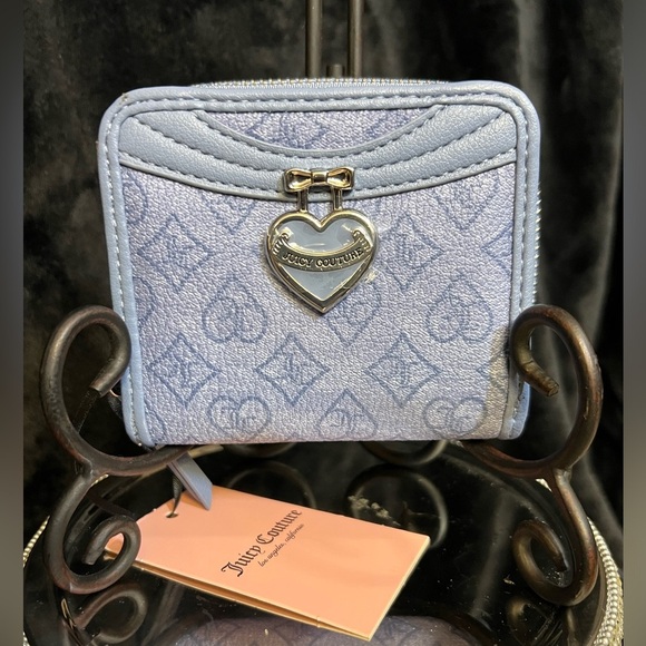 💎💎NWT- JUICY COUTURE “SLATE BLUE” PRECIOUS MOMENTS SMALL ZIP AROUND WALLET💎💎